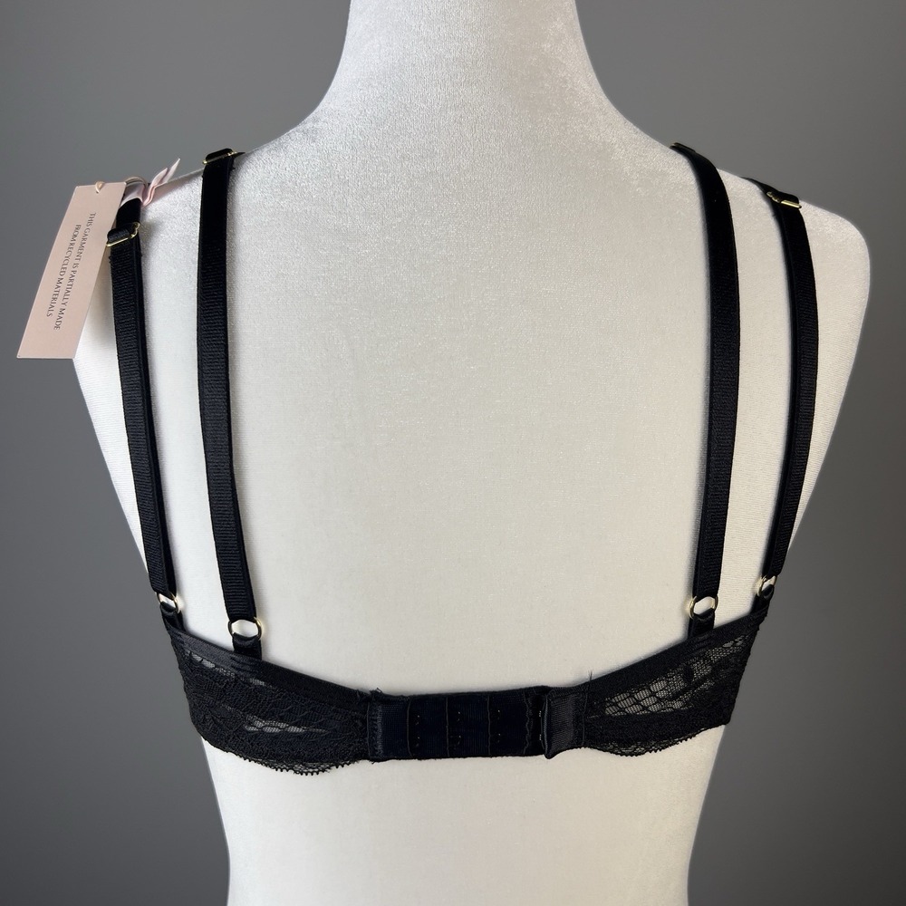 Victoria's Secret Very Sexy Fishnet Lace Unlined Low Cut Demi Bra Black 34DD NWT - Picture 5 of 6